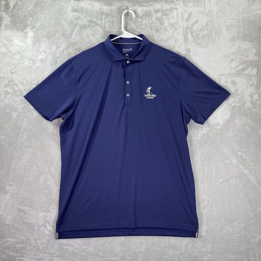Johnnie-O Shirt Mens Large Polo Performance Short Sleeve Golf Blue Casual Preppy